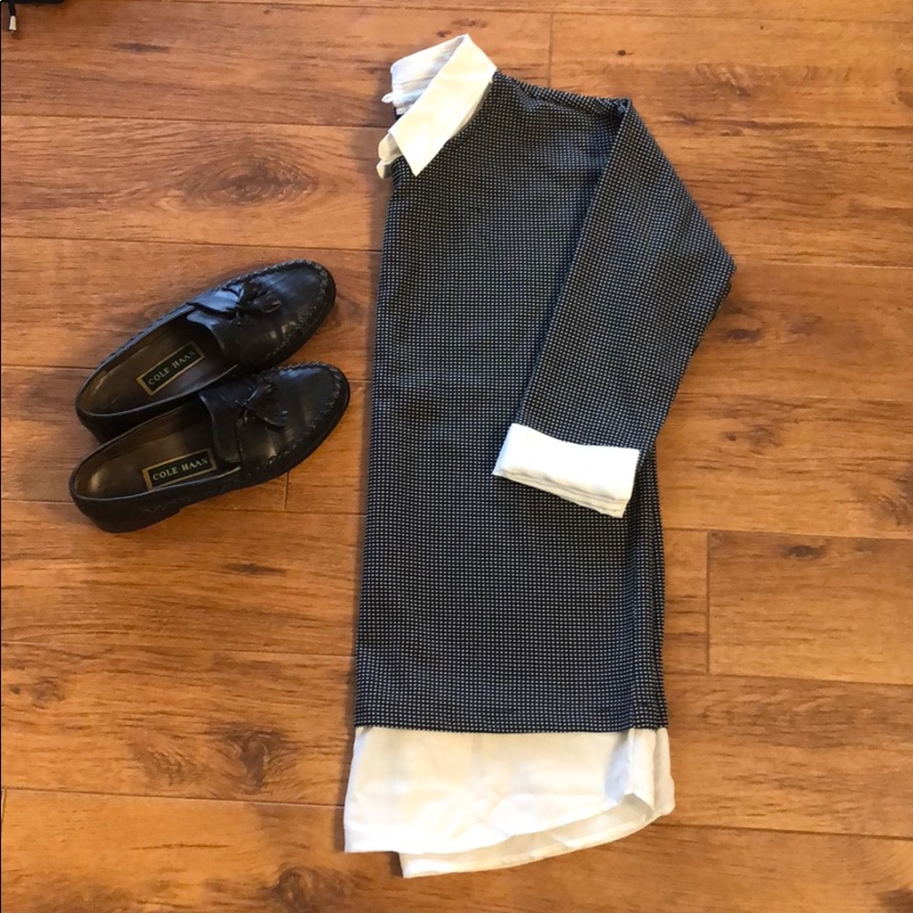 J. CREW layered black and white blouse